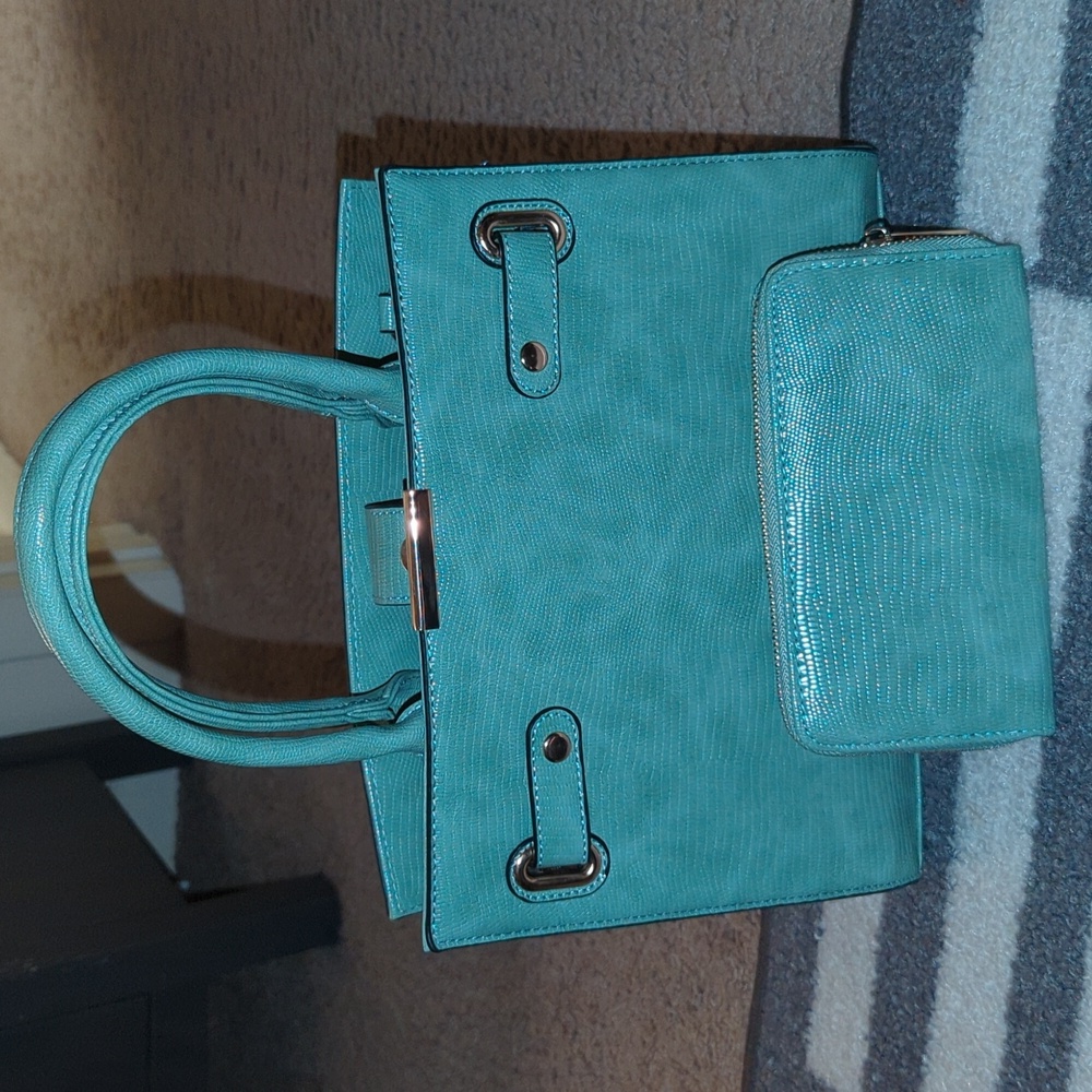 Blue/Green Handbag with Wallet